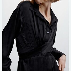 Mango Black Mini Wrap Dress